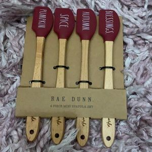 🍁 NEW Rae Dunn 4 Mini Spatulas set maroon fall set.
